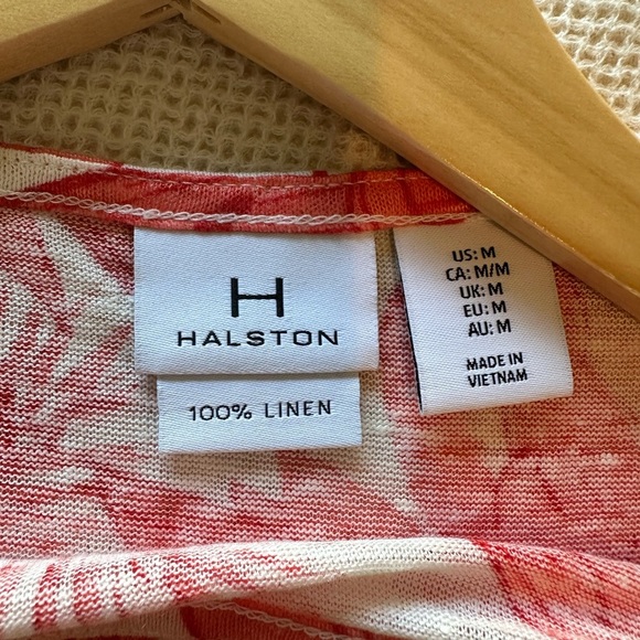Halston Heritage 100% Linen Red Floral Women's Top - Picture 5 of 5